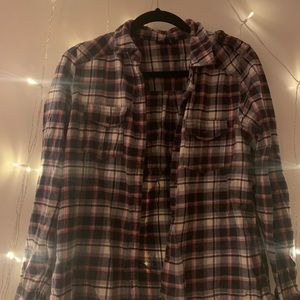 White & Pink Forever 21 Plaid Flannel